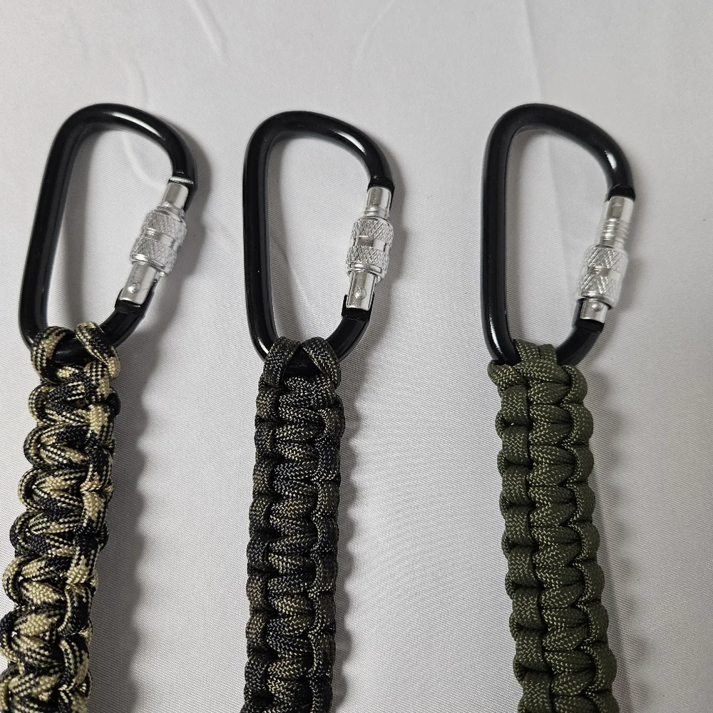 Paracord Keychain Set with Carabiner -‎ Black, Green, Tan